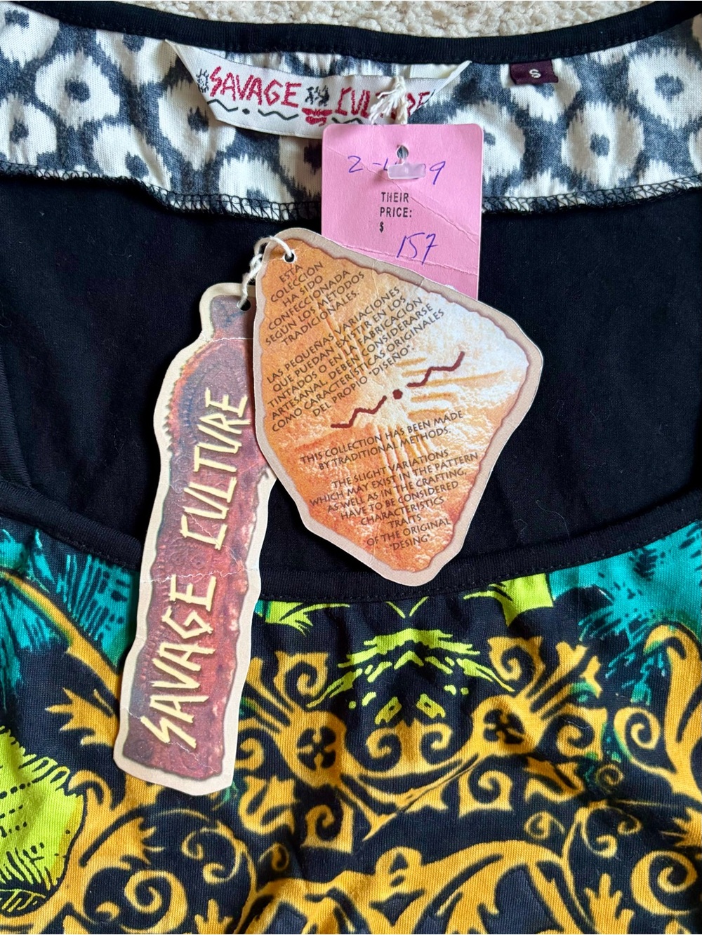 Savage Culture Multicolor Black, Yellow & Teal Printed Dress Size S - Picture 3 of 10